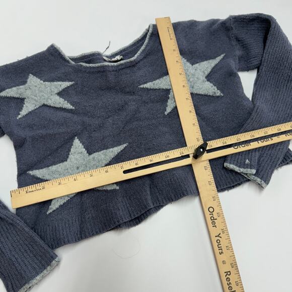 Splendid Sweater Womens Small Blue Francis Star Knit Pullover Wool Blend - Picture 9 of 11